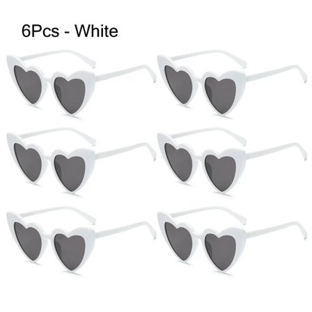 6 kpl Sydämenmuotoiset aurinkolasit Rakkaus Sydän Aurinkolasit 6 KPL - VALKOINEN 6 kpl - Valkoinen