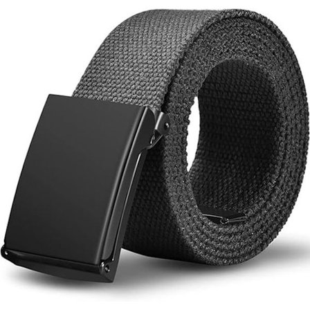 Ubrandet bælte - Ubegrænset justerbart lærredsbælte - Velegnet til udendørs brug, forretning og arbejde - Sort - 110 cm - Ét stykke