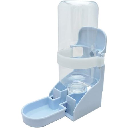 Hundevannflaske for bur, 2 i 1 Bærbar Hengende Vanndispenser 350ml Brukes for Kjæledyr Hundebur Flaske (blå)