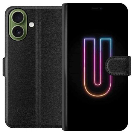 Kompatibelt Lommeboketui til Apple Apple iPhone 17 Minimalistisk neonbokstav U i fargerik lys effekt mot svart bakgrunn