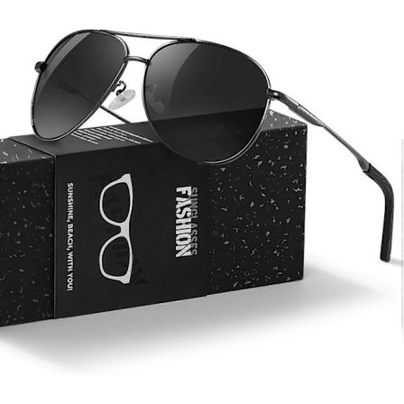 Pilot Solbriller Herre Polariserte Solbriller Unisex UV400 Beskyttelse Svarte Solbriller Kjøring, Fiske, Løping Klassiske Ultralette Briller Gun