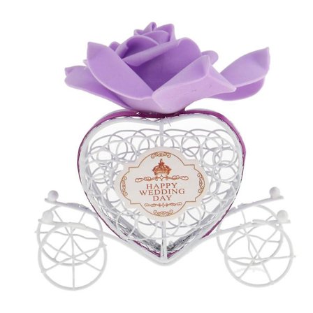 Happy Wedding Day Love Heart Trolley Candy Gift Box Wedding Party Decor Purple