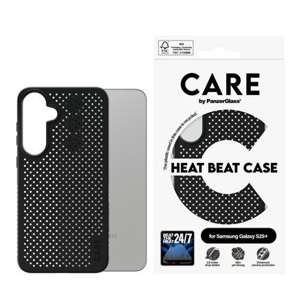 PanzerGlass CARE Galaxy S25+ Heat Beat deksel Perforert for god varmeavledning, sterk beskyttelse, laget av resirkulert plast