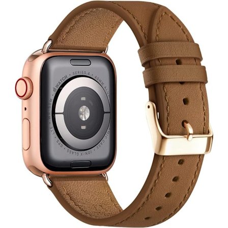 Apple Watch läderarmband, ersättningsarmband i äkta läder för Apple Watch Series 9 8 7 6 5 4 3 2 1 & iWatch SE, Ultra (38 mm 40 mm 41 mm, brun)