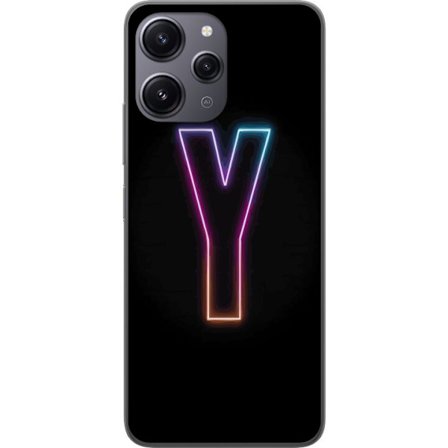 Yhteensopiva Puhelinkuori Xiaomi Xiaomi Redmi 12 Minimalistinen neonkirjain Y värinvaihtuvassa valossa mustaa taustaa vasten