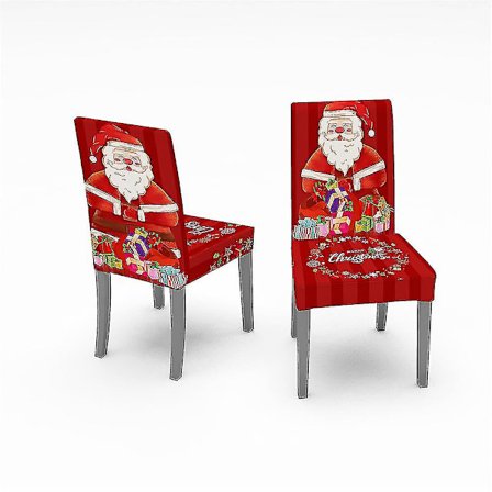 2 stk. Jule-Stolbetræk Spisebordsstol Overtræk, Høj Stræk R