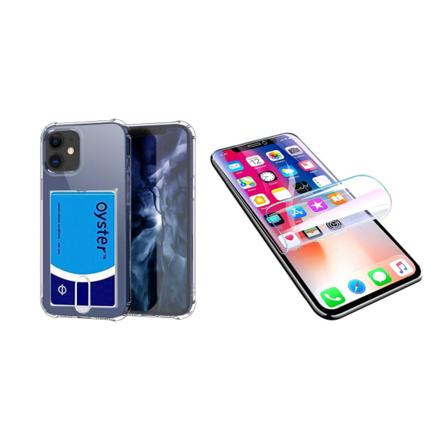 iPhone 12 Mini - Deksel med kortholder og Hydrogel skjermbeskytter Transparent