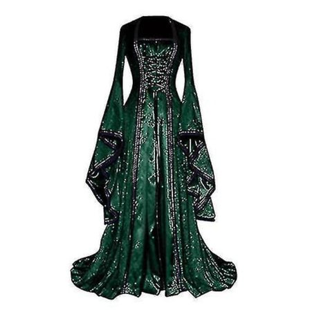 Kvinnors Medeltida Klänningar Vintage Medeltida Golvlånga Knyt-Rufsärmar Renässans Gotisk Cosplay Klänningar Plus Storlek Gotisk Klänning Kostymer