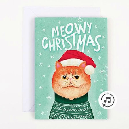 2026 Nytt Endeløs Mjauende Julemusikkort Med Glitter Festivalspesifikt Gratulasjonskort Gaver Til Barn Voksne Katteelskere