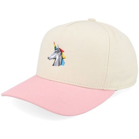 Kiddo Cap - Beige trucker Keps - Kids Paper Unicorn Head Stone/Pink A-frame Adjustable @ Hatstore