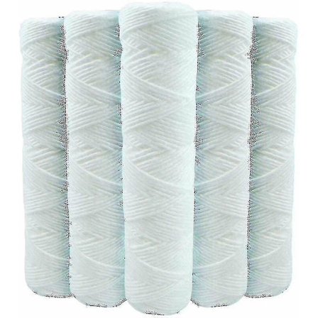 Set med 5 Spiralvattenfilterpatroner Anti-Sediment 9 tum 3/4 - 20 mikron Kompatibel med 10 tum filter Tillverkad i Frankrike - Shlm