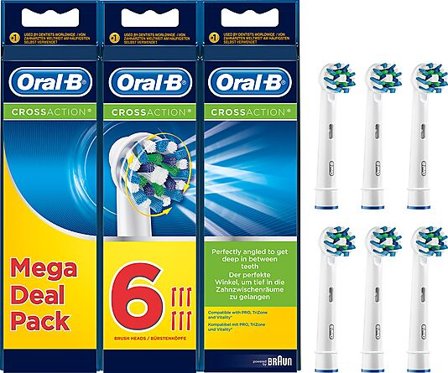 ORAL B BØRSTEHODE REFILL CROSSACTION REFILL 2+2+2CT