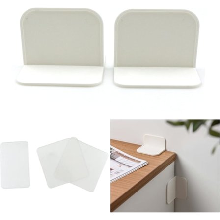 4 Stk. Hvide Anti-Tip Beslag til Møbler og Skabe – Børnesikkerhedsbeslag, Vægmonteret til Sikring af Borde og Andre Tunge Møbler, Beskytter Børn