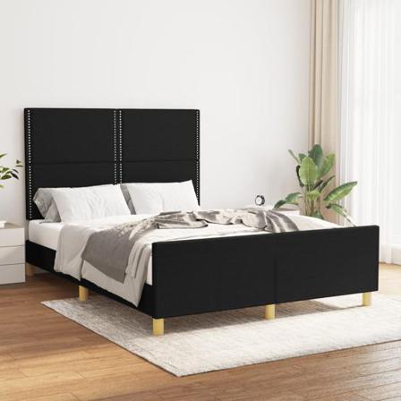 Vidaxl Sängram Med Huvudgavel Svart 140x190 Cm Tyg Svart
