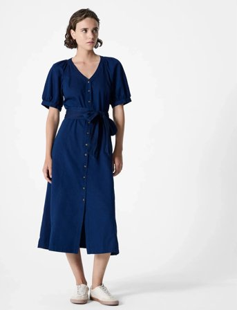 French Connection Zaves Chambray Ss Dress - Navy - 38