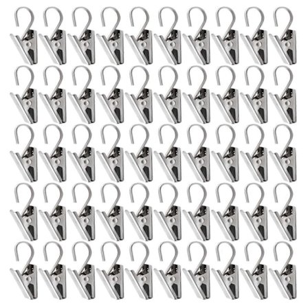 50 stk. gardinklips i rustfrit stål med krog til gardinfotos boligdekoration udendørs fest Wir [DB]