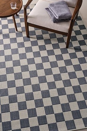 Jotex - Udendørs Tæppe Polypropylen Blå Ternet MARTA Køb Udendørstæpper hos Jotex