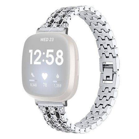 Fitbit Sense / Versa 3 shiny rhinestone décor watch band - Silver