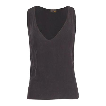 Fendi Vintage Pre-Owned V-Neck Sleeveless Top in Silk Sort, Dame, Størrelse: ONE Size