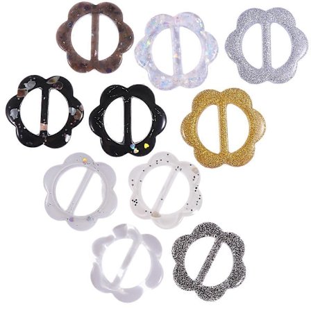 10 stk. T-shirt clips i resin med hul blomsterform, T-shirt tørklæde clips dekorationsringe (blandet stil)