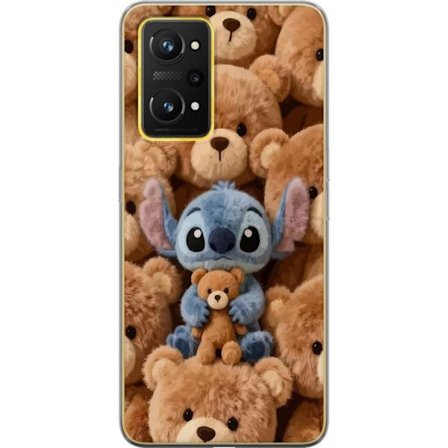 Yhteensopiva Puhelinkuori Realme GT Neo 3T Stitch ympäröity ruskeilla teddykarhuilla, joilla on pieni nallekarhu sylissään söpössä ja kodikkaas