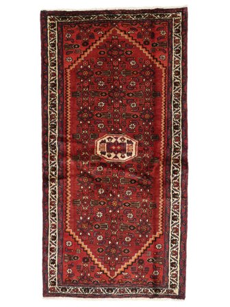 Hamadan Rug 98X193 Dark Red/Black Wool, Persia