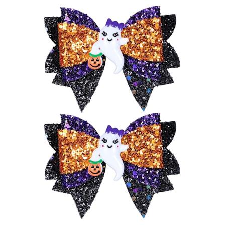 Glitter Halloween Hårbøyene Glitrende Spøkelses Hårklipp Alligator Hårspenner Barrettes 3.5in Søt Halloween Kostyme Kle deg opp