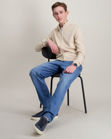 RYVLS Brandon Knit Zip Cardigan Beige Truien Jongens - Kids Brand Store