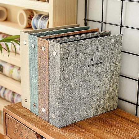 50 lommer stoffomslag Instax Wide Album 3,5x5 fotoalbum for Fuji Instax Wide 210, Instax Wide 300, 5 tommers bilder (grå)