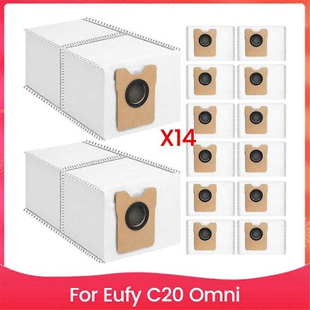 14 Pakk Støvsugerposer for Eufy C20 Omni Robotstøvsuger Stor Kapasitet Støvsugerposer