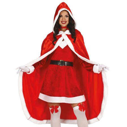 Mrs Claus Lång Cape med Huva