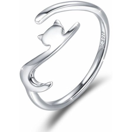 Justerbar Ring Katt Sølv Enkle Knokkelringer Mote Smykker Gaver til Kvinner Jenter Gave