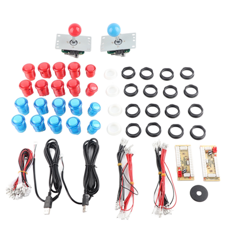 2-spillers arkade-spil DIY-sæt LED-belyste trykknapper USB-encoder til pc-spil 5V (rød blå)
