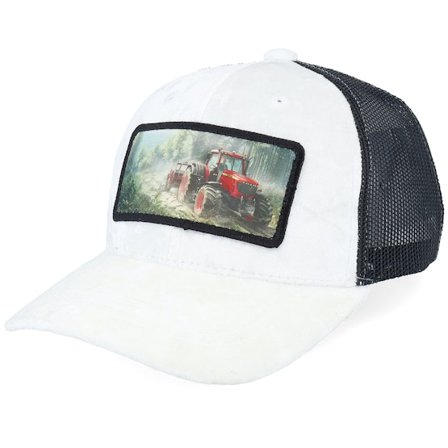 Calza Pennello - Wit trucker Cap - Kids Red Tractor Velvet White/Black A-Frame Trucker @ Hatstore