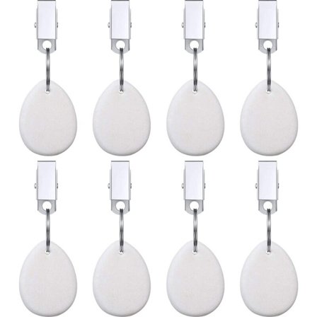 8 stk. duge vægte til duge, dråbeformet dugvægte, metalclips, dugvedhæng, sten duge vægte