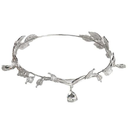 Rhinestone Leaf Bröllop Silver Tiara och Krona Kristallhänge Tiara Pannband Brud Brudtärna Födelsedag Krona Cosplay Tillbehör för kvinnor