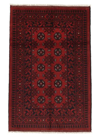Tapis Afghan Fine 100X151 Noir/Rouge Foncé (Laine, Afghanistan)