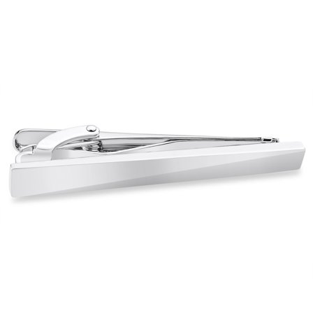 Novelle | Smooth Polished Silver-Tone Tie Bar for Men