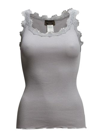 Silk Top W/ Lace T-shirts & Tops Sleeveless Grå Rosemunde*Betinget Tilbud