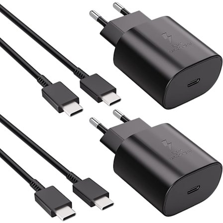 (2st) Samsung USB-C Kabel 1M Ultra 5G s23 Note + 25W USB laddare Och 15 & 16