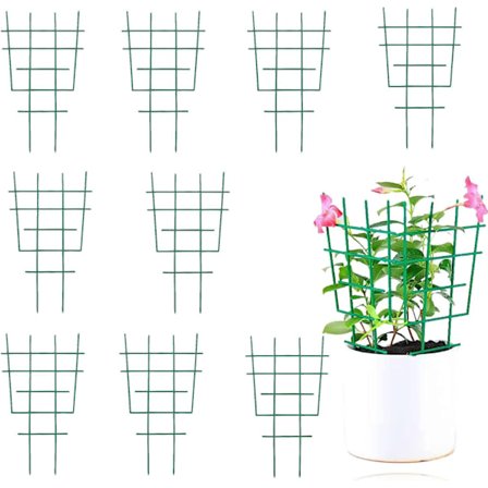 10 stk. Plastplanteholder Hagegitter for Klatreplanter Klatrestativ for Planter Blomsterpotte, 16,5*30,5 cm, Grønn