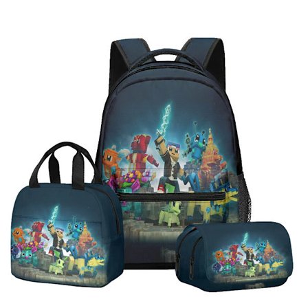 3D Nyt Produkt Minecraft Primær- og Sekundær Skole Rygsæk Madpakke Taske Dobbelt Lag Penalhus Tre Delt Sæt