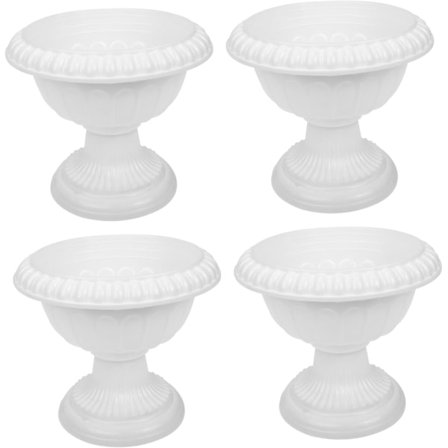 4 stk. Hvite Urne Plantekasser Sokler Blomstervase for Bryllupsfest Innendørs Utendørs Inngangsdør Veranda Små Blomsterpotter