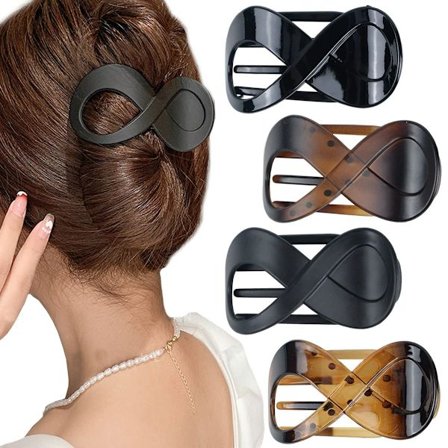 4 STK Hårfästen Klor Svart Stora Akryl Halkfria Klämmor Franska Matta Färger Tillbehör för och (Ljus svart, ljus brun, brun)