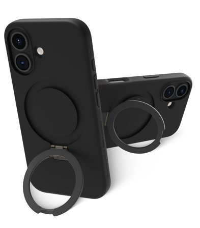 DBRAMANTE1928 iPhone 16 Plus Iceland Ultra D3O deksel (sort) Ultraslank, 100 % resirkulerbar, forsterket med D3O, med MagSafe og stativfunksjon