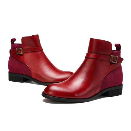 Kvinnor Vintage Spänne Strap Bike Boot Block Låg Kalv Vinterskor