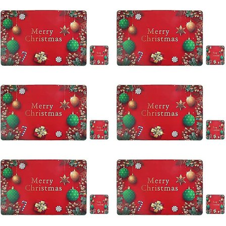 Julbordsunderlägg och Glasunderlägg, Set om 12