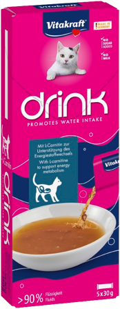Vitakraft - Drink Laksesmak + L-karnitin 5x30g - Katt - Kattegodteri & kattegress - Belønningsgodbiter katt - ZOO.no