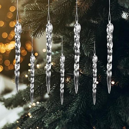 24 stykker jule-istapper juledekorasjoner akryl istapper juledekorasjon transparent anheng med krystallinje for vindusgirlander juletre