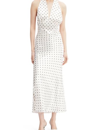 Bardot Citron Polka Dot Midi Dress - Cream - 40